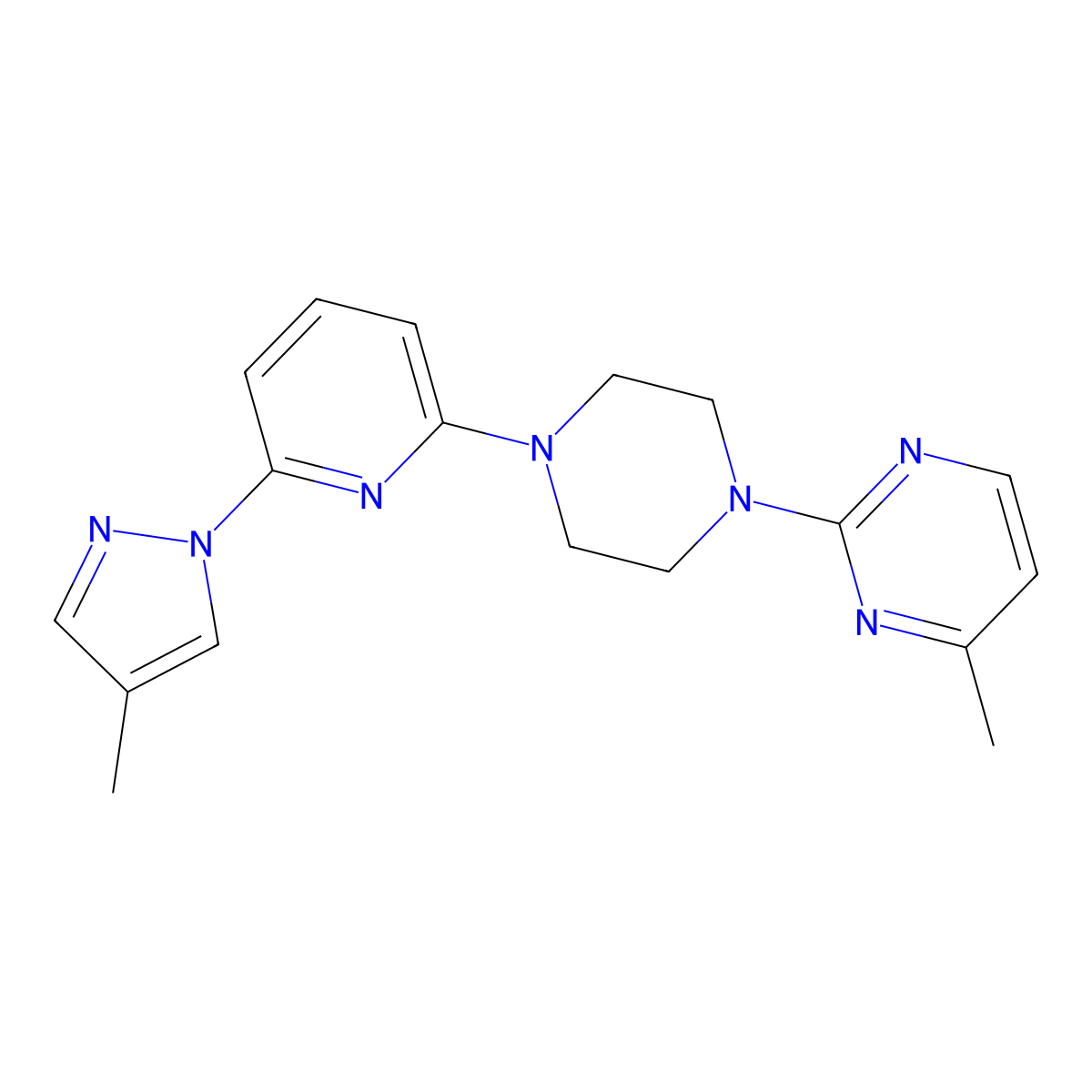 4-methyl-2-{4-[6-(4-methyl-1H-pyrazol-1-yl)pyridin-2-yl]piperazin-1-yl}pyrimidine molecular structure, CAS 2770620-77-2