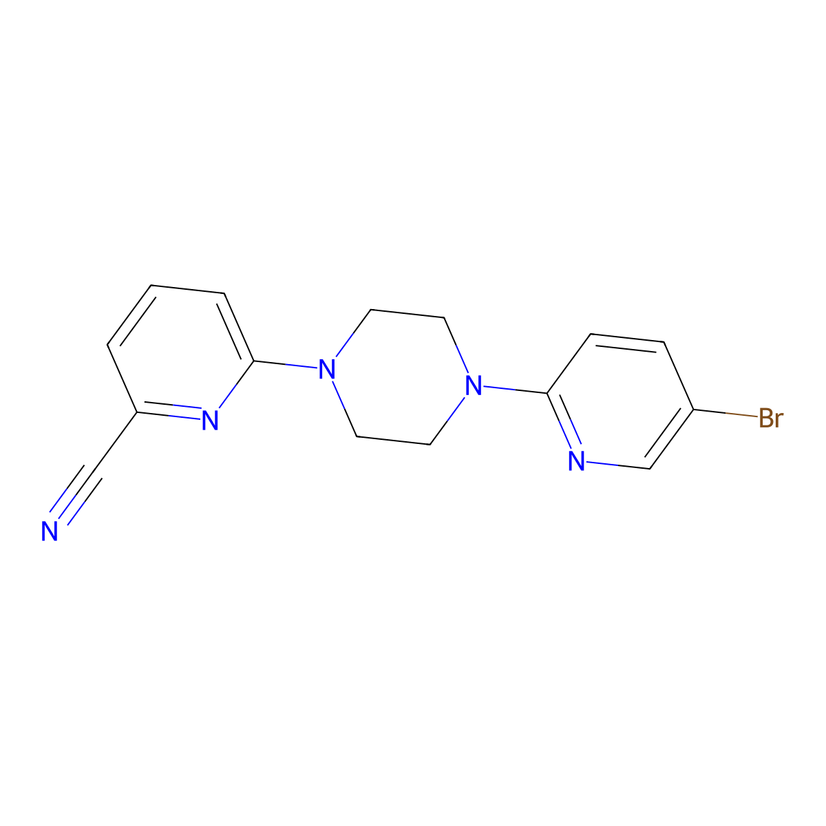6-[4-(5-Bromopyridin-2-yl)piperazin-1-yl]pyridine-2-carbonitrile molecular structure, CAS 2770620-80-7