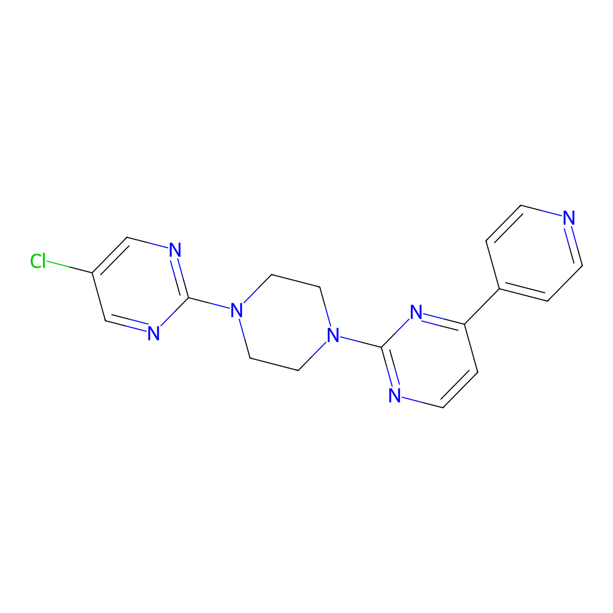 2-[4-(5-Chloropyrimidin-2-yl)piperazin-1-yl]-4-(pyridin-4-yl)pyrimidine molecular structure, CAS 2770620-87-4