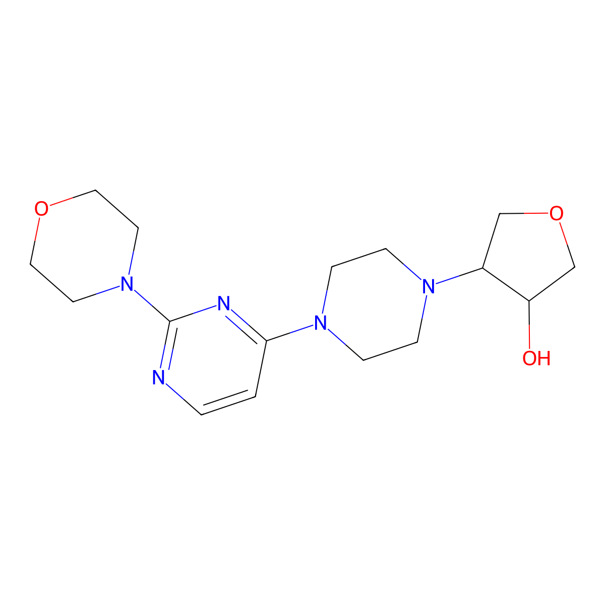 4-{4-[2-(Morpholin-4-yl)pyrimidin-4-yl]piperazin-1-yl}oxolan-3-ol molecular structure, CAS 2770620-93-2