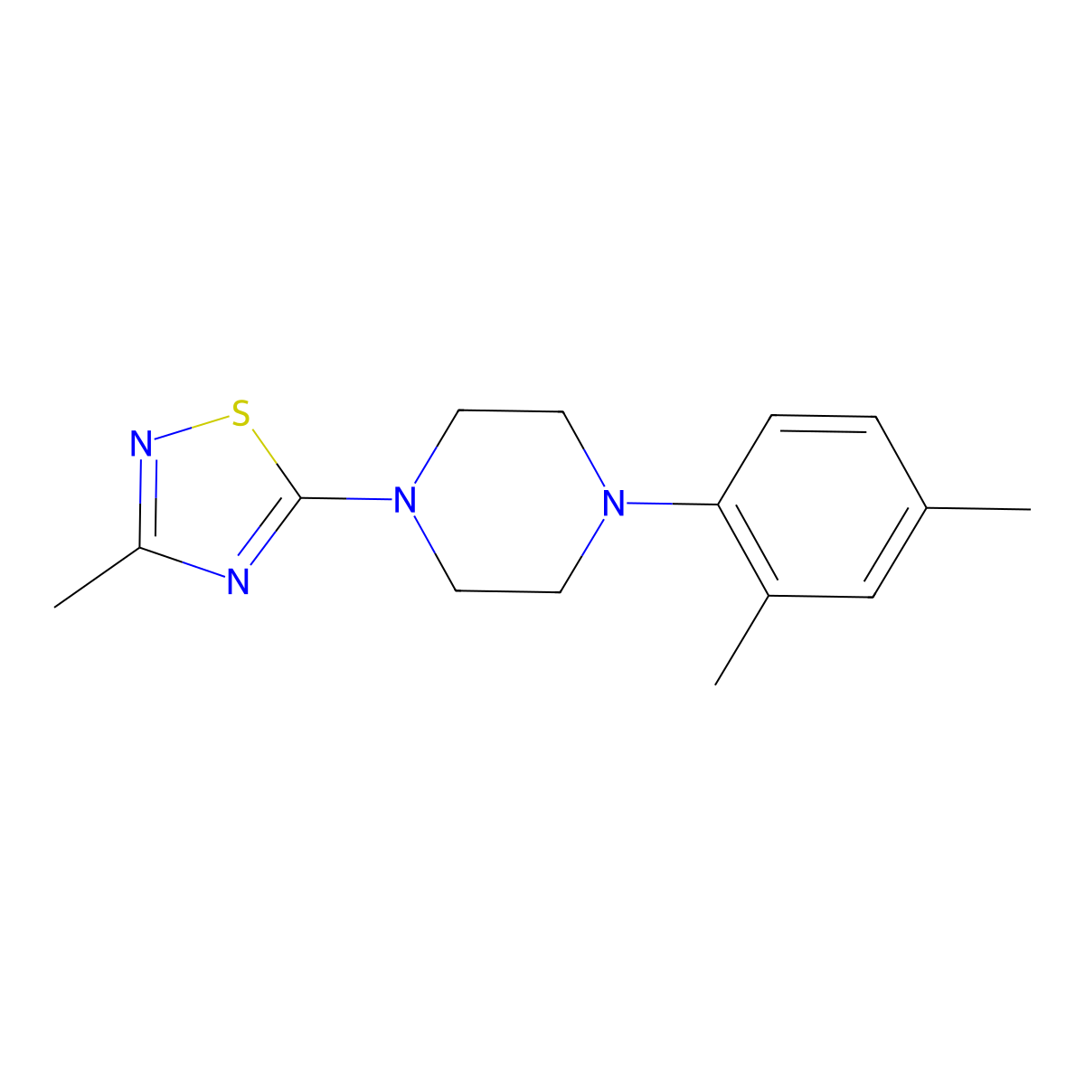 1-(2,4-Dimethylphenyl)-4-(3-methyl-1,2,4-thiadiazol-5-yl)piperazine molecular structure, CAS 2770620-94-3