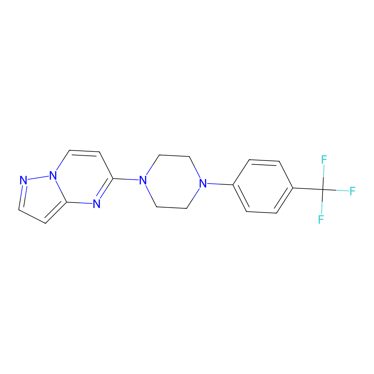 1-{Pyrazolo[1,5-a]pyrimidin-5-yl}-4-[4-(trifluoromethyl)phenyl]piperazine molecular structure, CAS 2770621-08-2