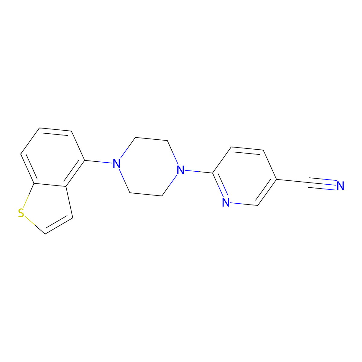 6-[4-(1-Benzothiophen-4-yl)piperazin-1-yl]pyridine-3-carbonitrile molecular structure, CAS 2770621-10-6