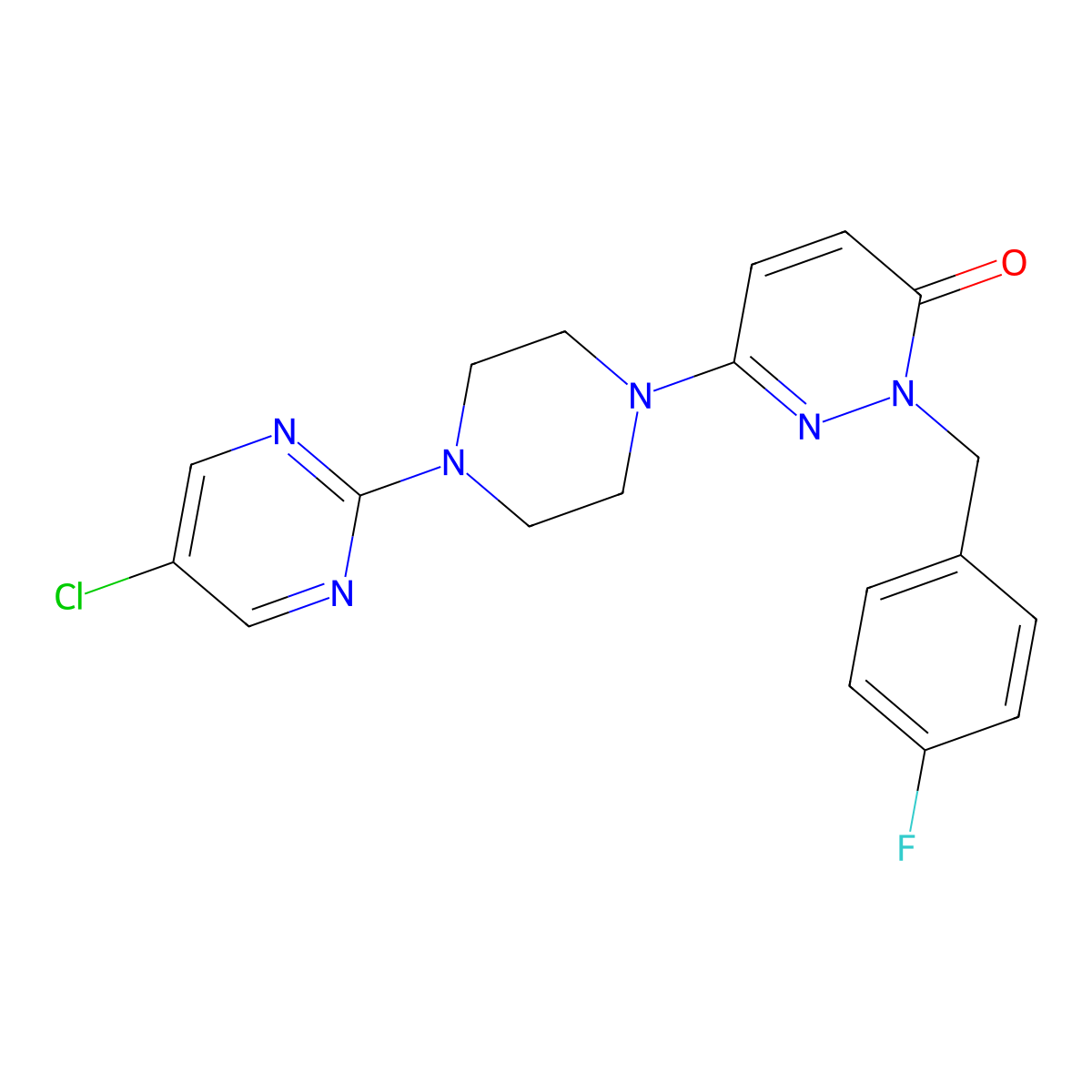 6-[4-(5-Chloropyrimidin-2-yl)piperazin-1-yl]-2-[(4-fluorophenyl)methyl]-2,3-dihydropyridazin-3-one molecular structure, CAS 2770621-14-0