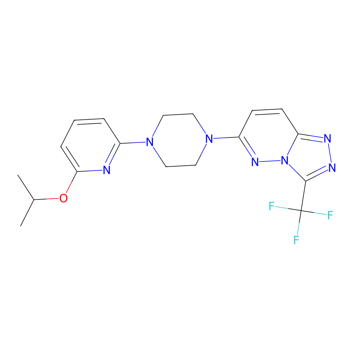 1-[6-(Propan-2-yloxy)pyridin-2-yl]-4-[3-(trifluoromethyl)-[1,2,4]triazolo[4,3-b]pyridazin-6-yl]piperazine molecular structure, CAS 2770621-15-1