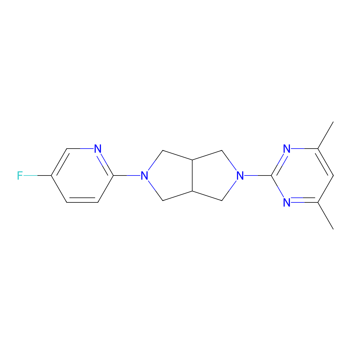 2-[5-(5-Fluoropyridin-2-yl)-octahydropyrrolo[3,4-c]pyrrol-2-yl]-4,6-dimethylpyrimidine molecular structure, CAS 2770621-16-2