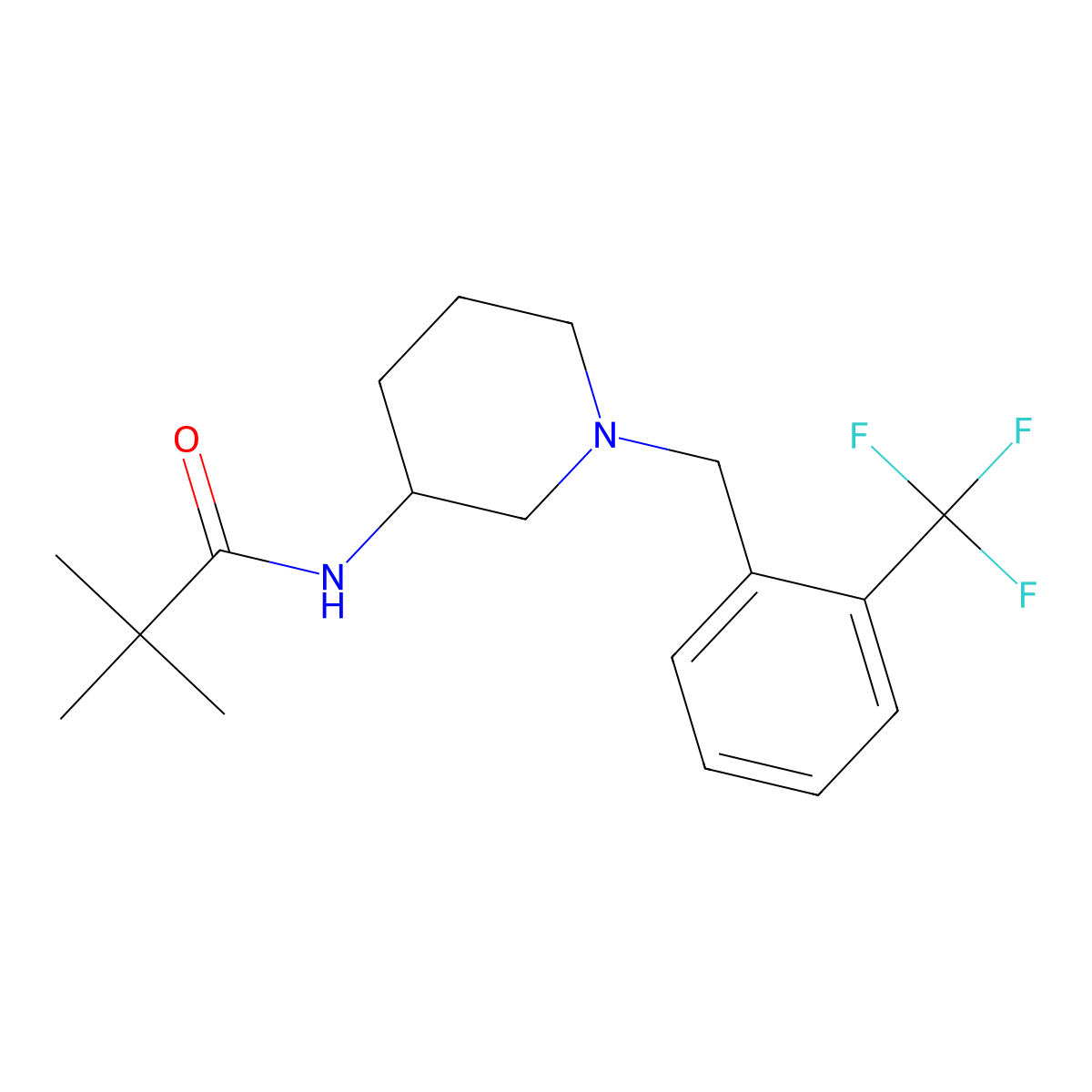 2,2-dimethyl-N-(1-{[2-(trifluoromethyl)phenyl]methyl}piperidin-3-yl)propanamide molecular structure, CAS 2770621-20-8