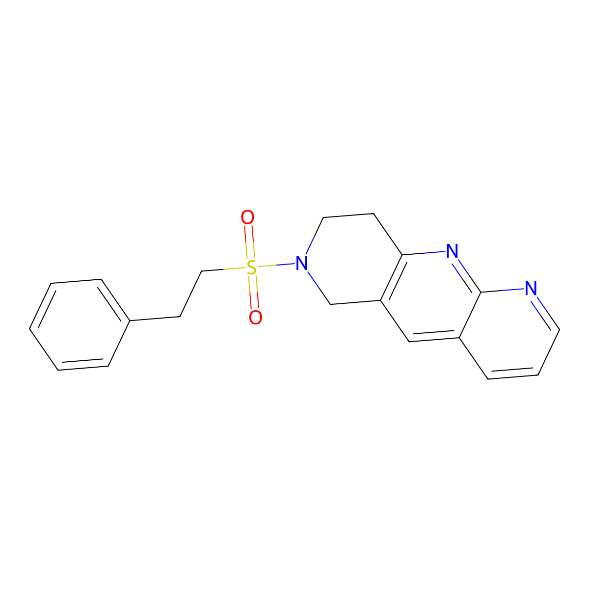 7-(2-phenylethanesulfonyl)-6H,7H,8H,9H-pyrido[2,3-b]1,6-naphthyridine molecular structure, CAS 2770621-21-9