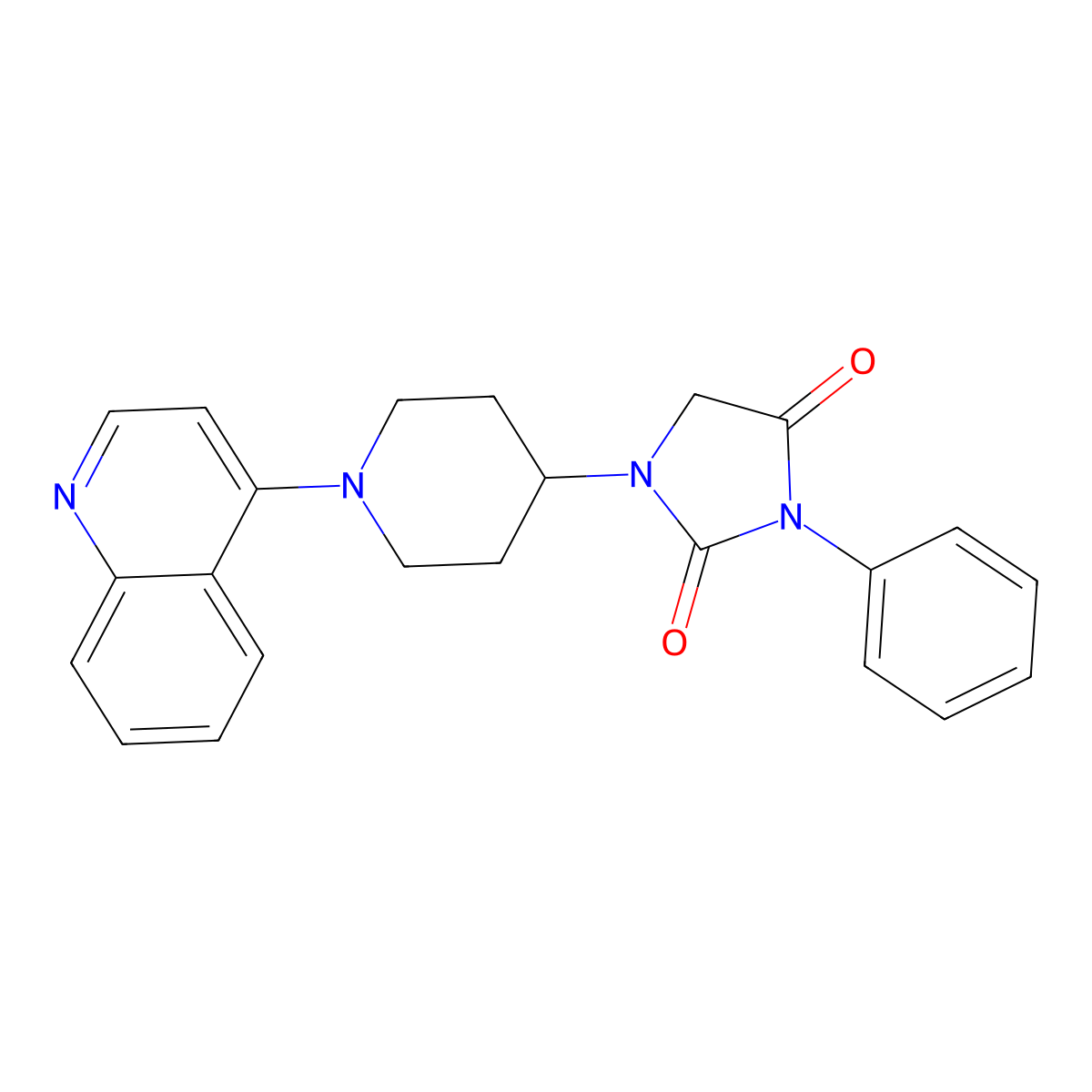 3-Phenyl-1-[1-(quinolin-4-yl)piperidin-4-yl]imidazolidine-2,4-dione molecular structure, CAS 2770621-23-1