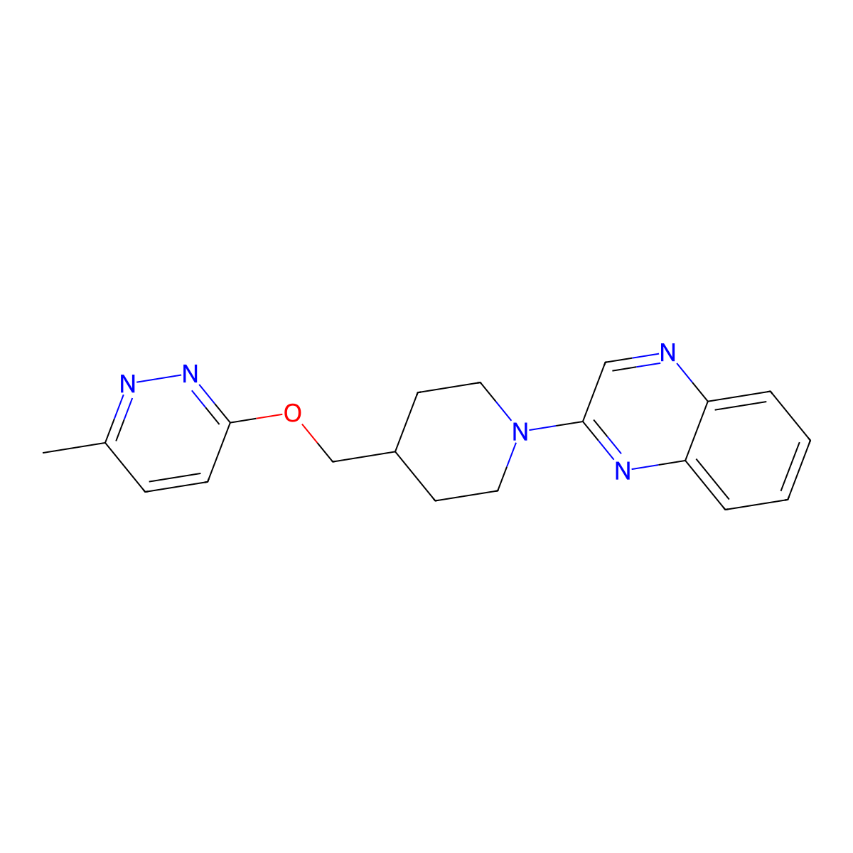 2-(4-{[(6-Methylpyridazin-3-yl)oxy]methyl}piperidin-1-yl)quinoxaline molecular structure, CAS 2770621-24-2