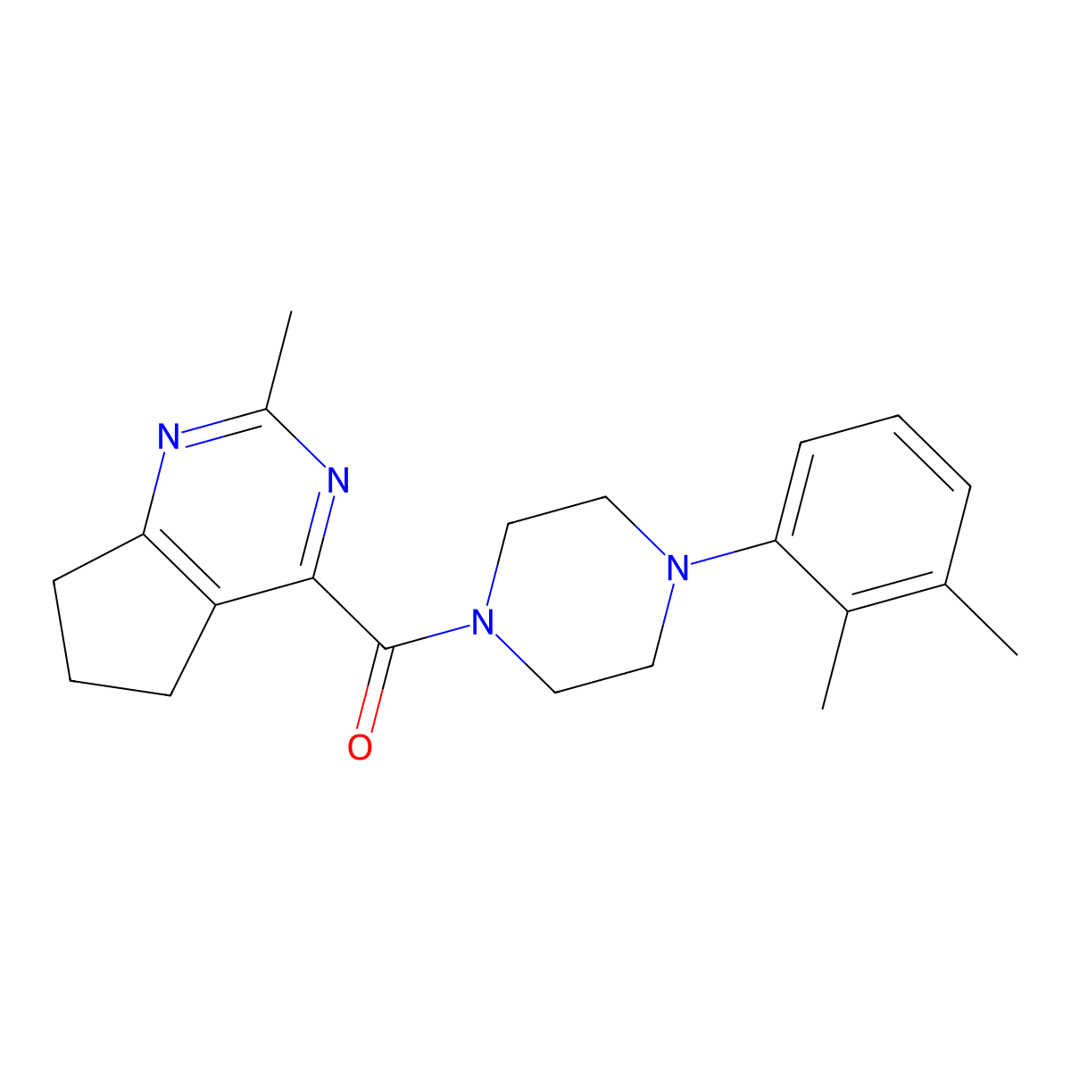 1-(2,3-dimethylphenyl)-4-{2-methyl-5H,6H,7H-cyclopenta[d]pyrimidine-4-carbonyl}piperazine molecular structure, CAS 2770621-26-4