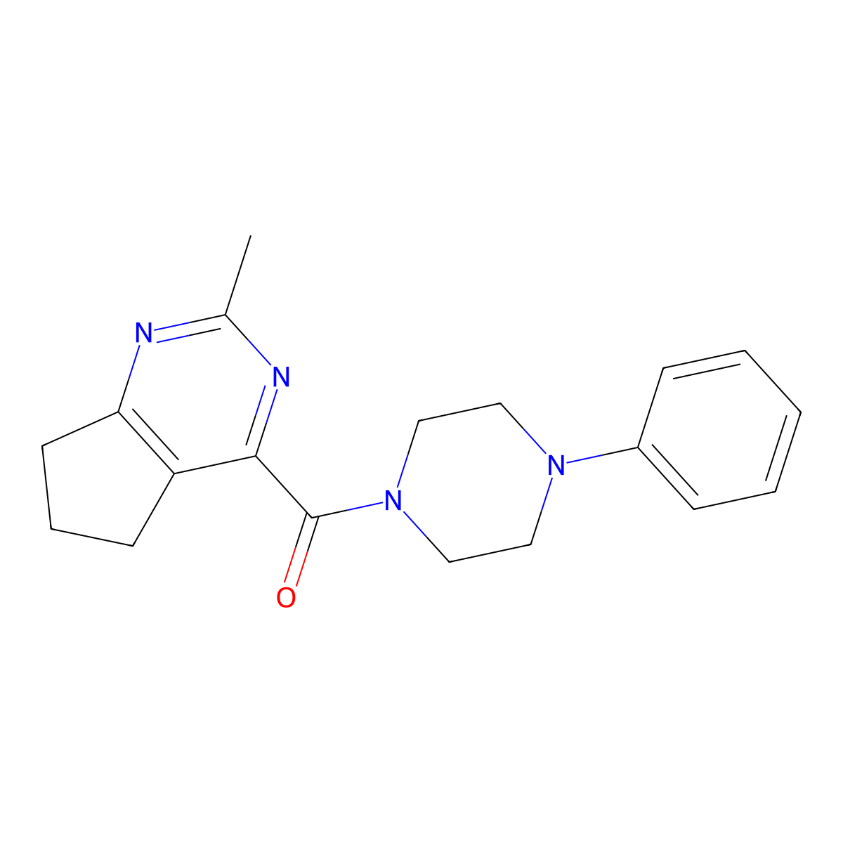 1-{2-methyl-5H,6H,7H-cyclopenta[d]pyrimidine-4-carbonyl}-4-phenylpiperazine molecular structure, CAS 2770621-27-5