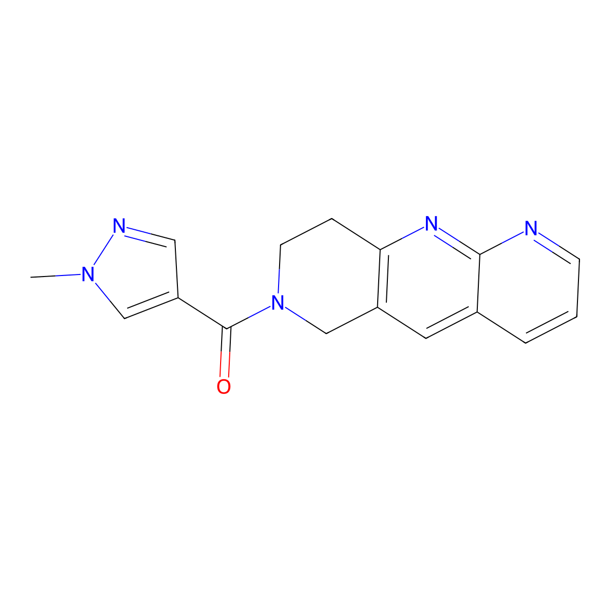 1-methyl-4-{6H,7H,8H,9H-pyrido[2,3-b]1,6-naphthyridine-7-carbonyl}-1H-pyrazole molecular structure, CAS 2770621-39-9