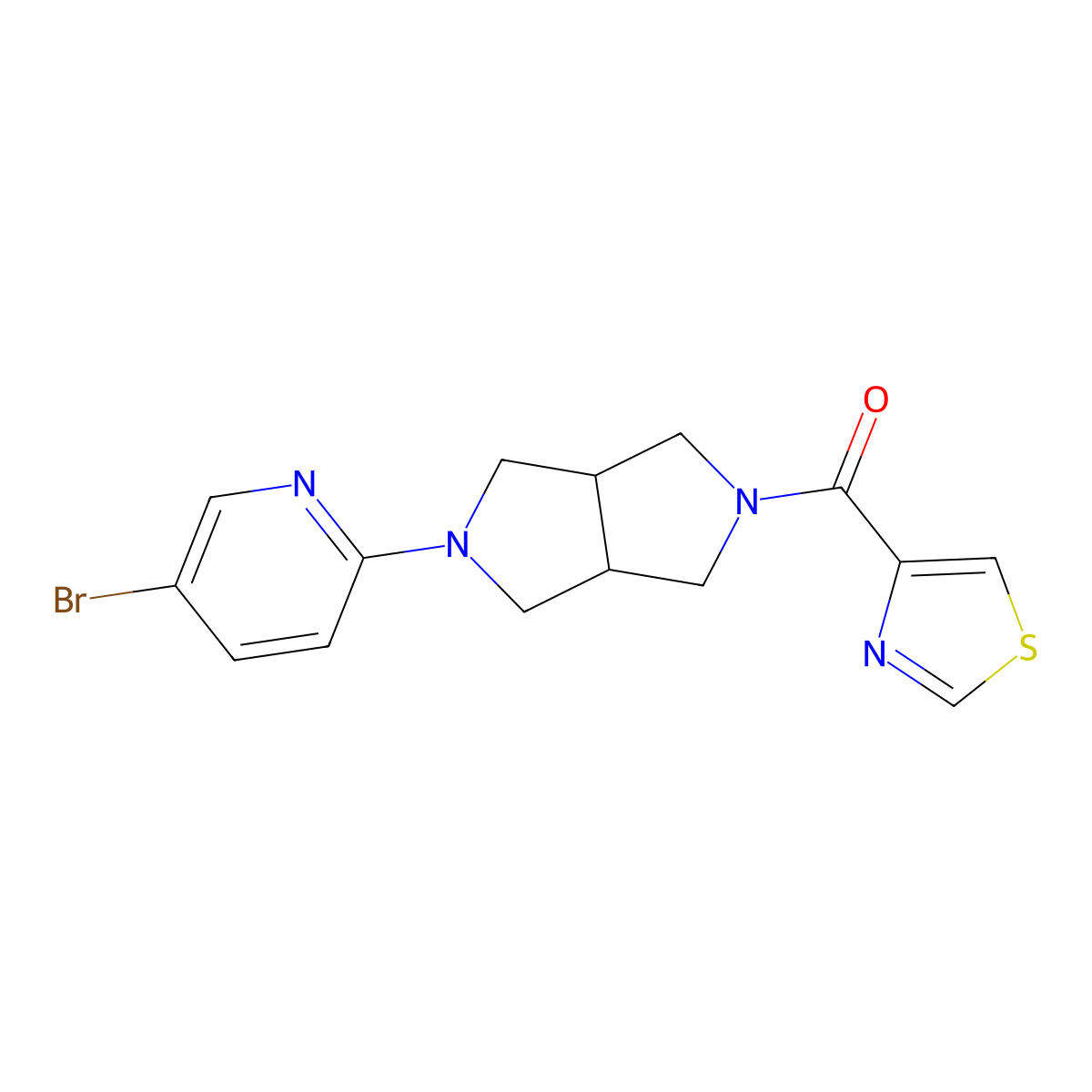 5-Bromo-2-[5-(1,3-thiazole-4-carbonyl)-octahydropyrrolo[3,4-c]pyrrol-2-yl]pyridine molecular structure, CAS 2770621-40-2