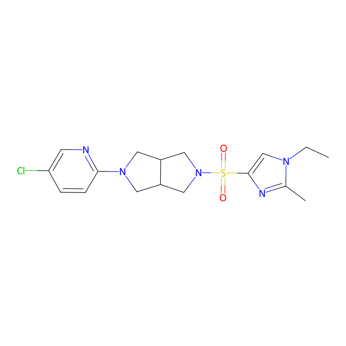 5-chloro-2-{5-[(1-ethyl-2-methyl-1H-imidazol-4-yl)sulfonyl]-octahydropyrrolo[3,4-c]pyrrol-2-yl}pyridine molecular structure, CAS 2770621-42-4
