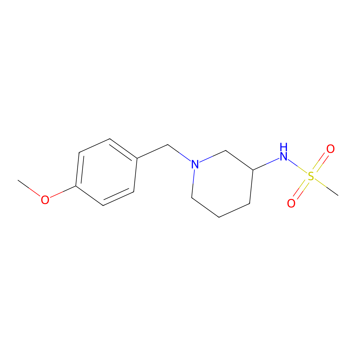 N-{1-[(4-methoxyphenyl)methyl]piperidin-3-yl}methanesulfonamide molecular structure, CAS 2770621-46-8