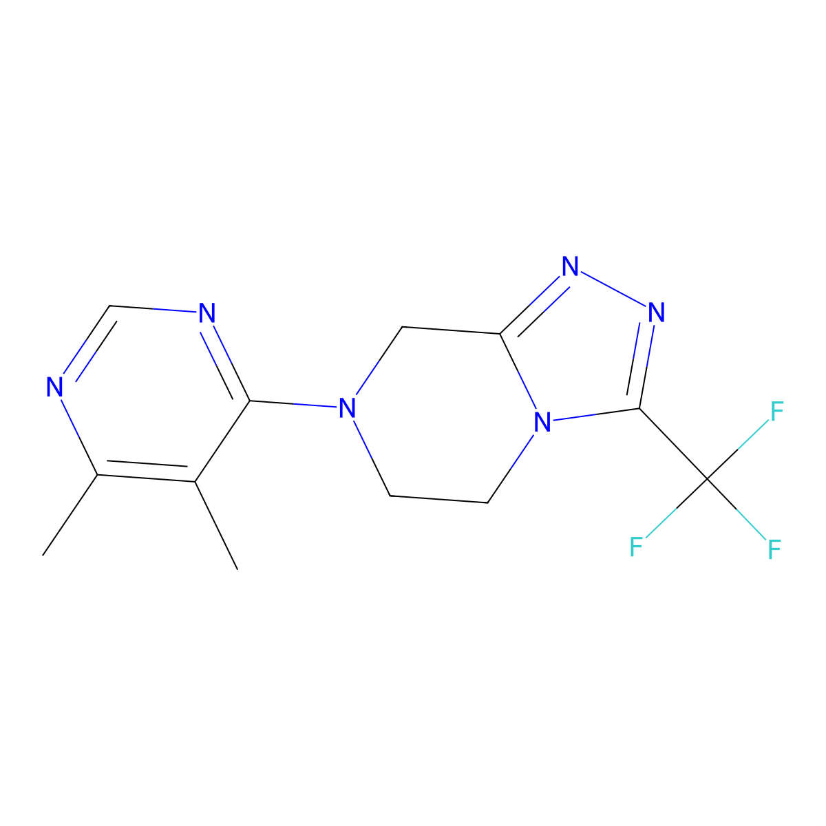 4,5-dimethyl-6-[3-(trifluoromethyl)-5H,6H,7H,8H-[1,2,4]triazolo[4,3-a]pyrazin-7-yl]pyrimidine molecular structure, CAS 2770621-47-9