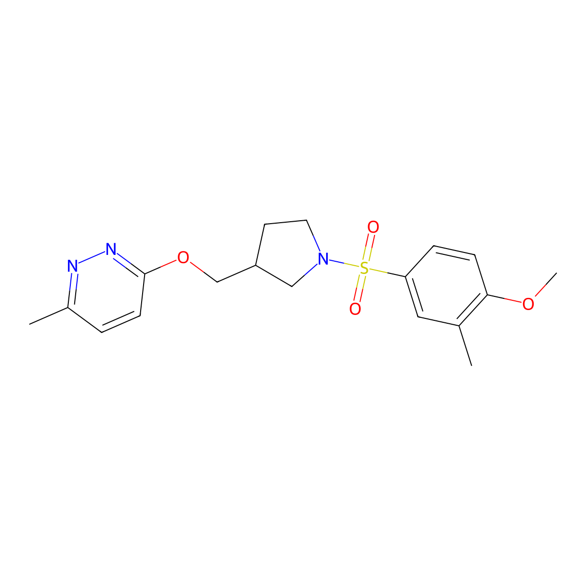 3-{[1-(4-Methoxy-3-methylbenzenesulfonyl)pyrrolidin-3-yl]methoxy}-6-methylpyridazine molecular structure, CAS 2770621-54-8
