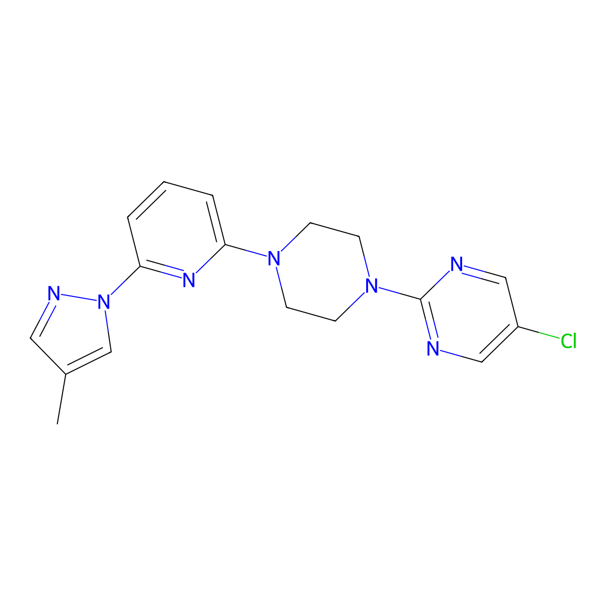 5-chloro-2-{4-[6-(4-methyl-1H-pyrazol-1-yl)pyridin-2-yl]piperazin-1-yl}pyrimidine molecular structure, CAS 2770621-56-0