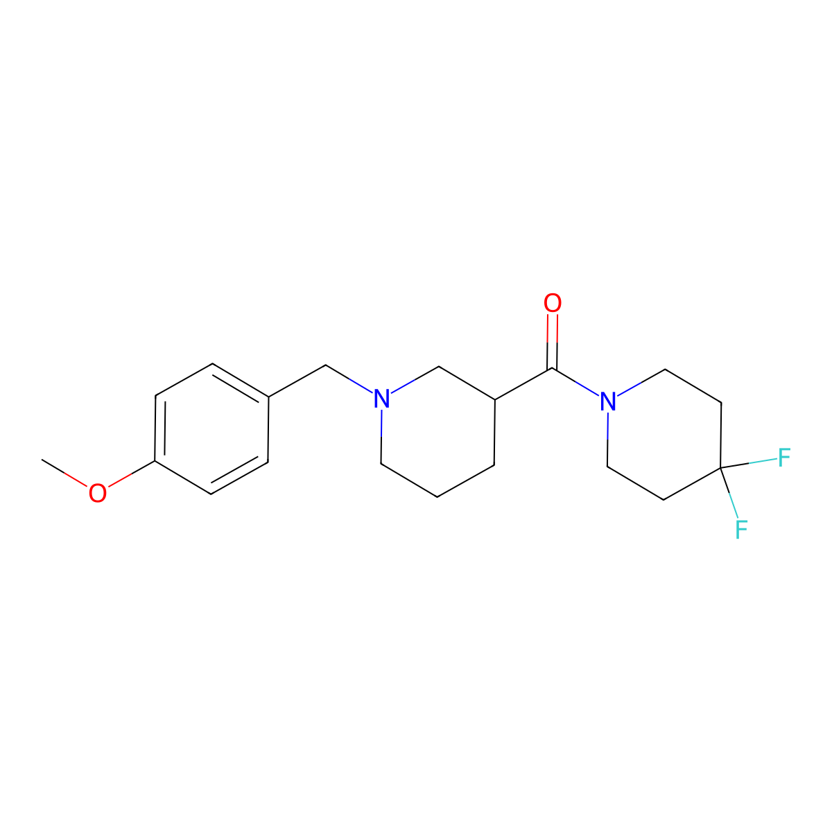 4,4-Difluoro-1-{1-[(4-methoxyphenyl)methyl]piperidine-3-carbonyl}piperidine molecular structure, CAS 2770621-65-1