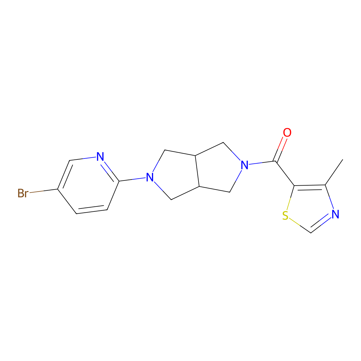 5-Bromo-2-[5-(4-methyl-1,3-thiazole-5-carbonyl)-octahydropyrrolo[3,4-c]pyrrol-2-yl]pyridine molecular structure, CAS 2770621-73-1