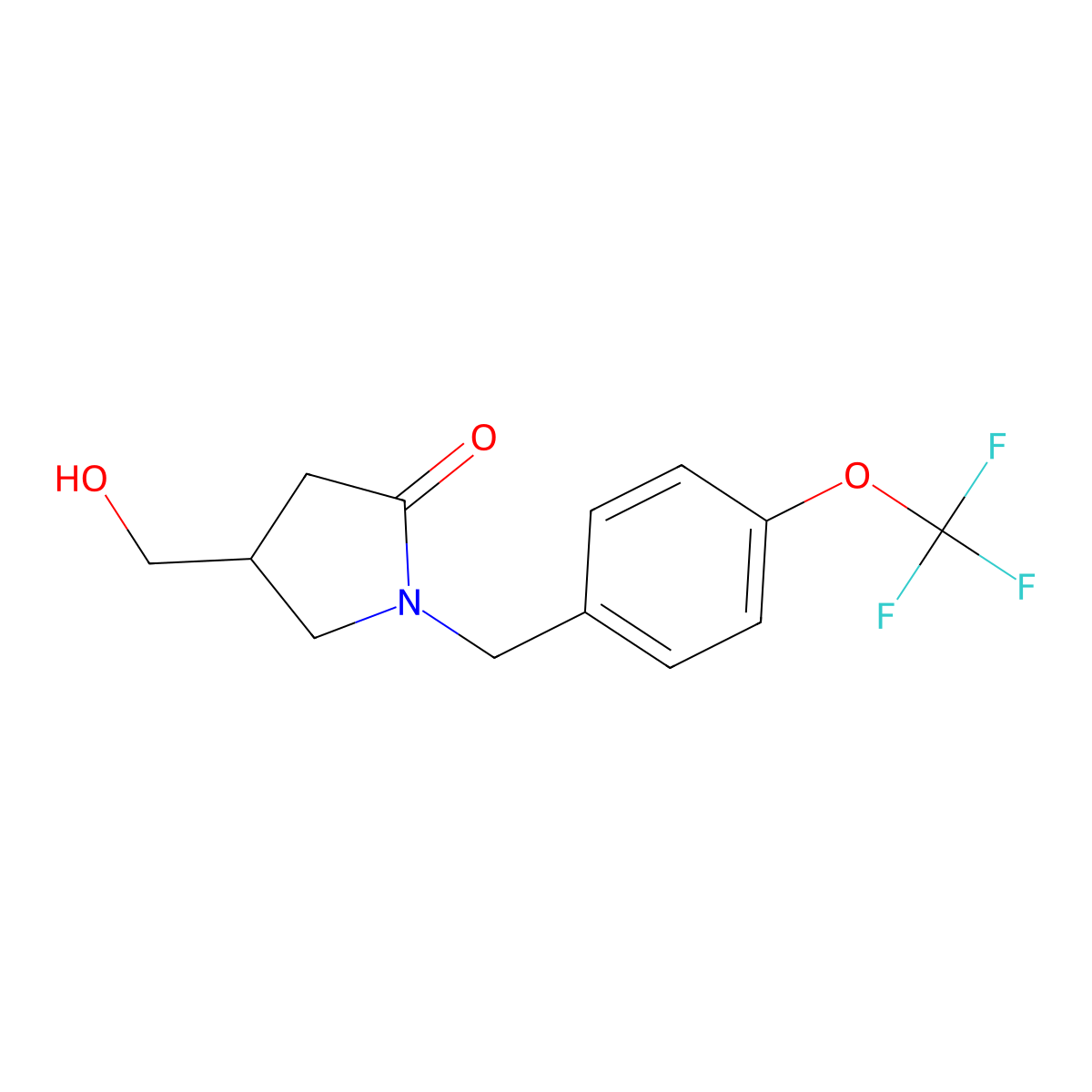 4-(Hydroxymethyl)-1-{[4-(trifluoromethoxy)phenyl]methyl}pyrrolidin-2-one molecular structure, CAS 2770621-79-7