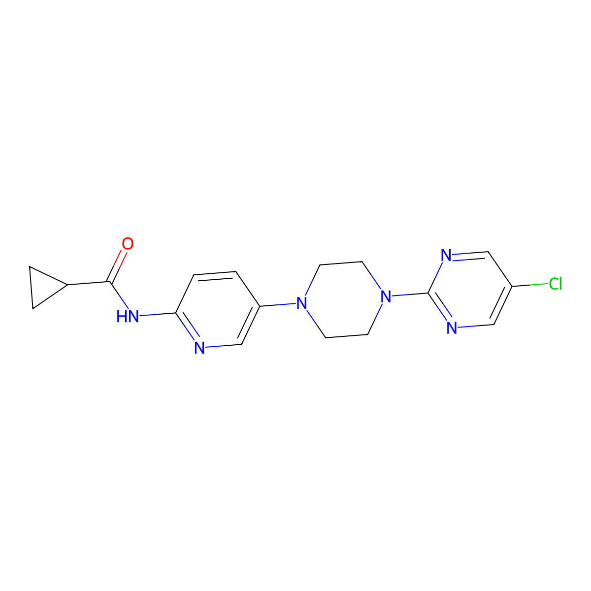 N-{5-[4-(5-chloropyrimidin-2-yl)piperazin-1-yl]pyridin-2-yl}cyclopropanecarboxamide molecular structure, CAS 2770621-84-4