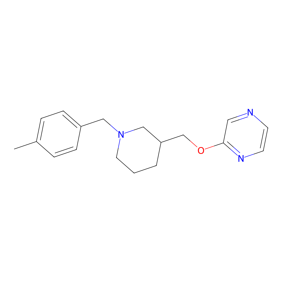 2-({1-[(4-Methylphenyl)methyl]piperidin-3-yl}methoxy)pyrazine molecular structure, CAS 2770621-92-4