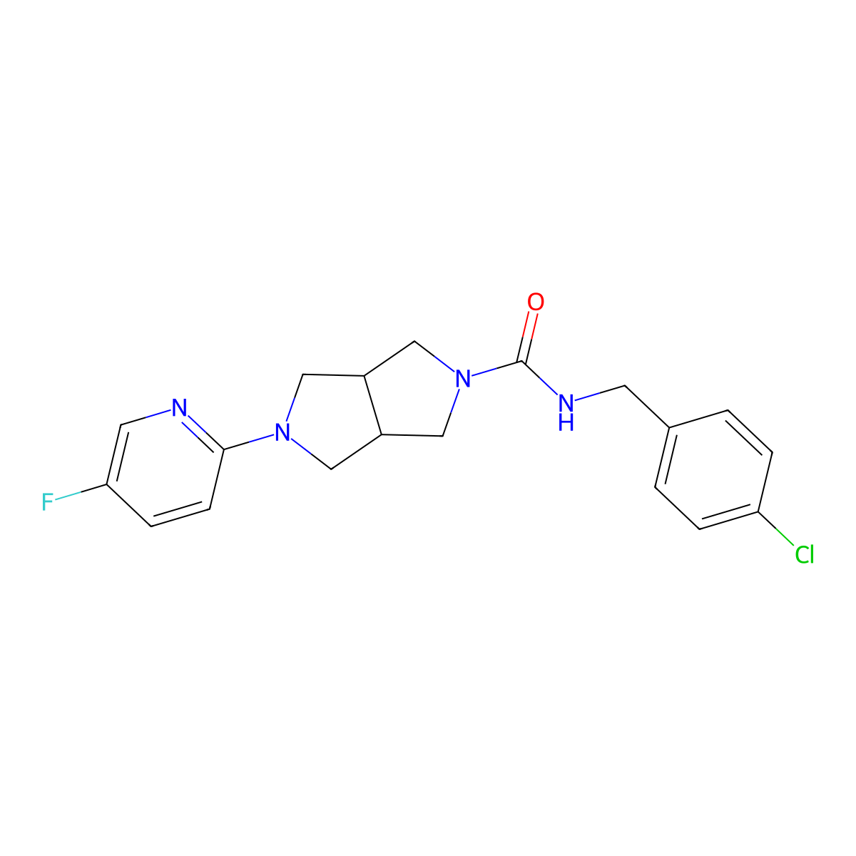 N-[(4-chlorophenyl)methyl]-5-(5-fluoropyridin-2-yl)-octahydropyrrolo[3,4-c]pyrrole-2-carboxamide molecular structure, CAS 2770621-93-5