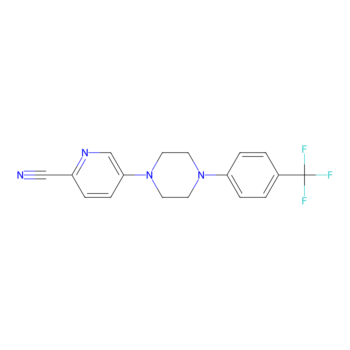 5-{4-[4-(Trifluoromethyl)phenyl]piperazin-1-yl}pyridine-2-carbonitrile molecular structure, CAS 2770621-96-8
