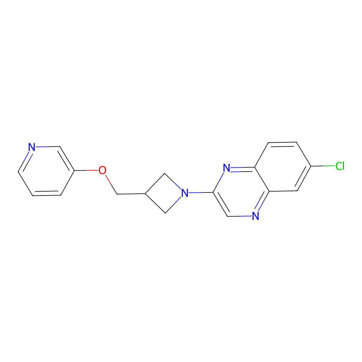 6-Chloro-2-{3-[(pyridin-3-yloxy)methyl]azetidin-1-yl}quinoxaline molecular structure, CAS 2770622-08-5