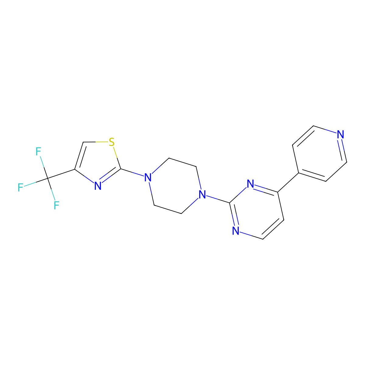 4-(Pyridin-4-yl)-2-{4-[4-(trifluoromethyl)-1,3-thiazol-2-yl]piperazin-1-yl}pyrimidine molecular structure, CAS 2770622-10-9