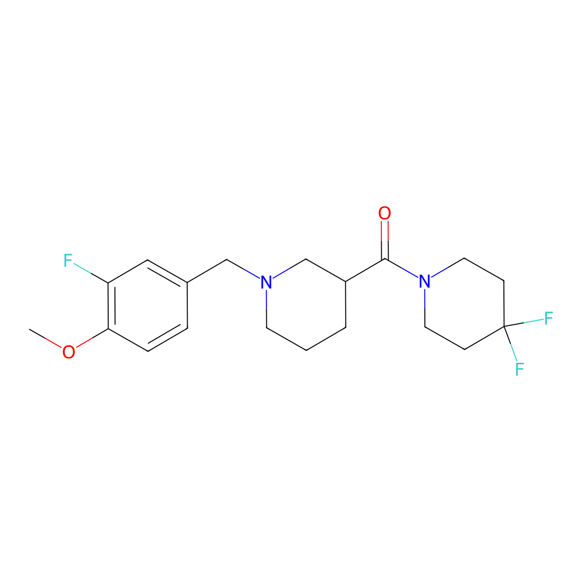 4,4-Difluoro-1-{1-[(3-fluoro-4-methoxyphenyl)methyl]piperidine-3-carbonyl}piperidine molecular structure, CAS 2770622-15-4