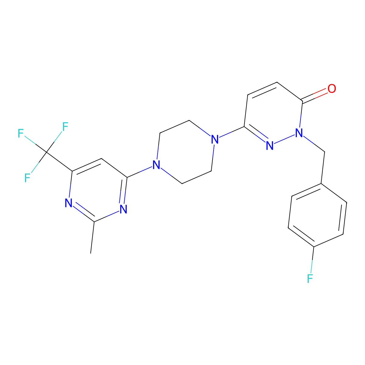 2-[(4-Fluorophenyl)methyl]-6-{4-[2-methyl-6-(trifluoromethyl)pyrimidin-4-yl]piperazin-1-yl}-2,3-dihydropyridazin-3-one molecular structure, CAS 2770622-17-6