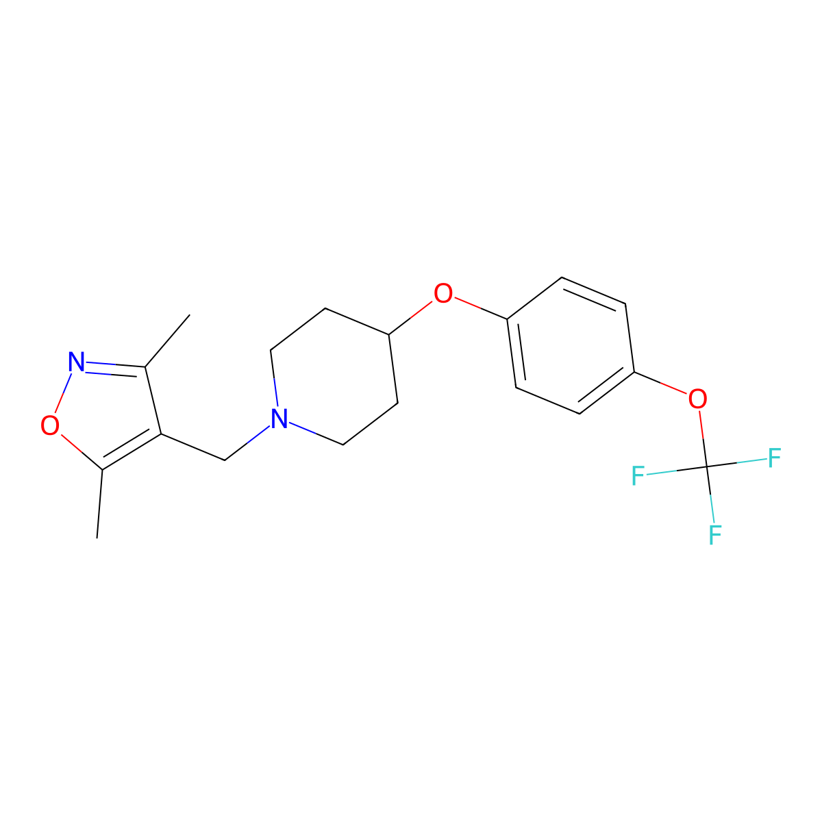 1-[(3,5-Dimethyl-1,2-oxazol-4-yl)methyl]-4-[4-(trifluoromethoxy)phenoxy]piperidine molecular structure, CAS 2770622-27-8