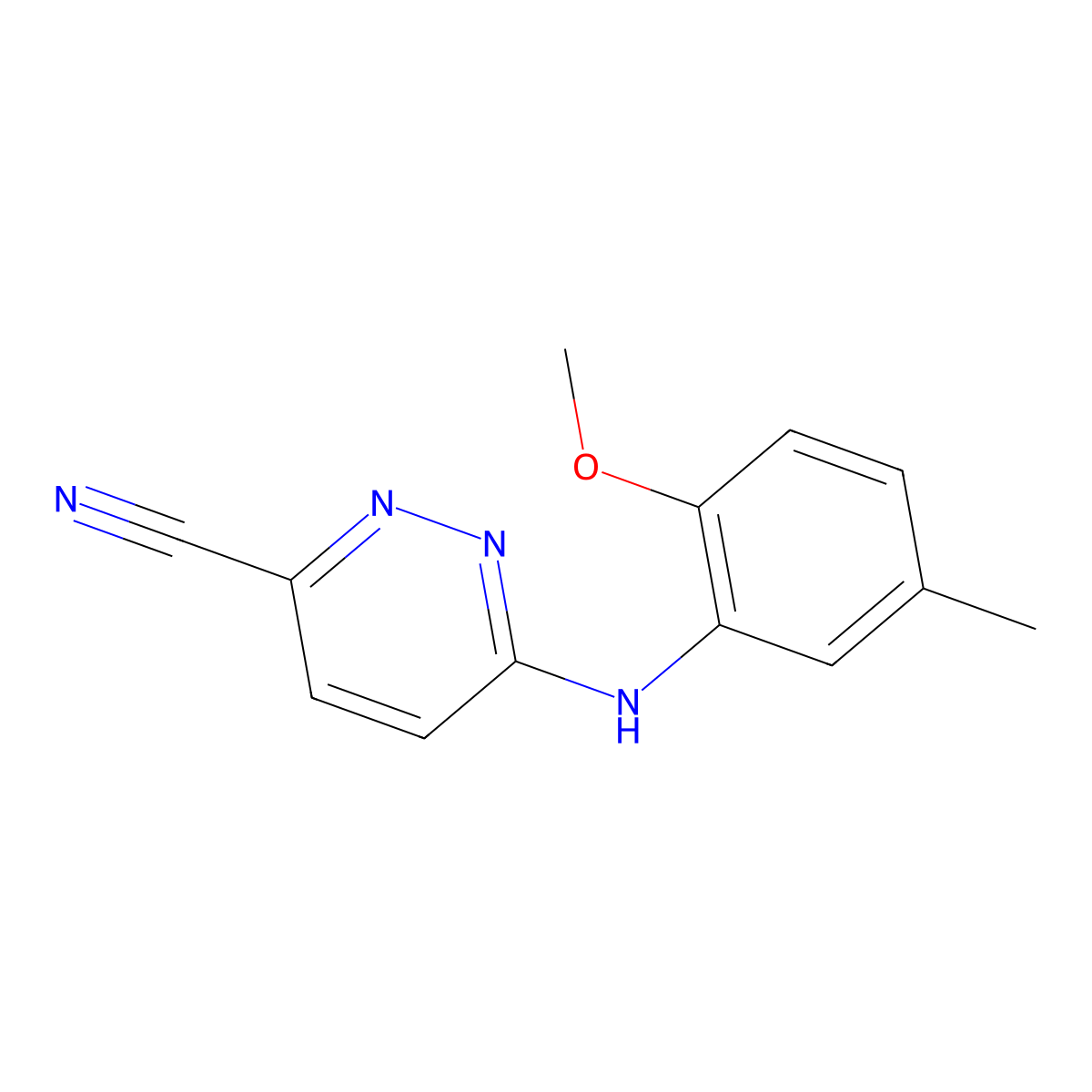6-[(2-Methoxy-5-methylphenyl)amino]pyridazine-3-carbonitrile molecular structure, CAS 2770622-28-9