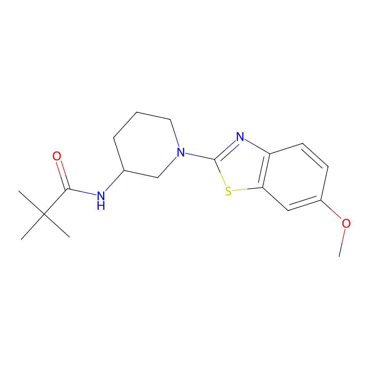 N-[1-(6-methoxy-1,3-benzothiazol-2-yl)piperidin-3-yl]-2,2-dimethylpropanamide molecular structure, CAS 2770622-34-7