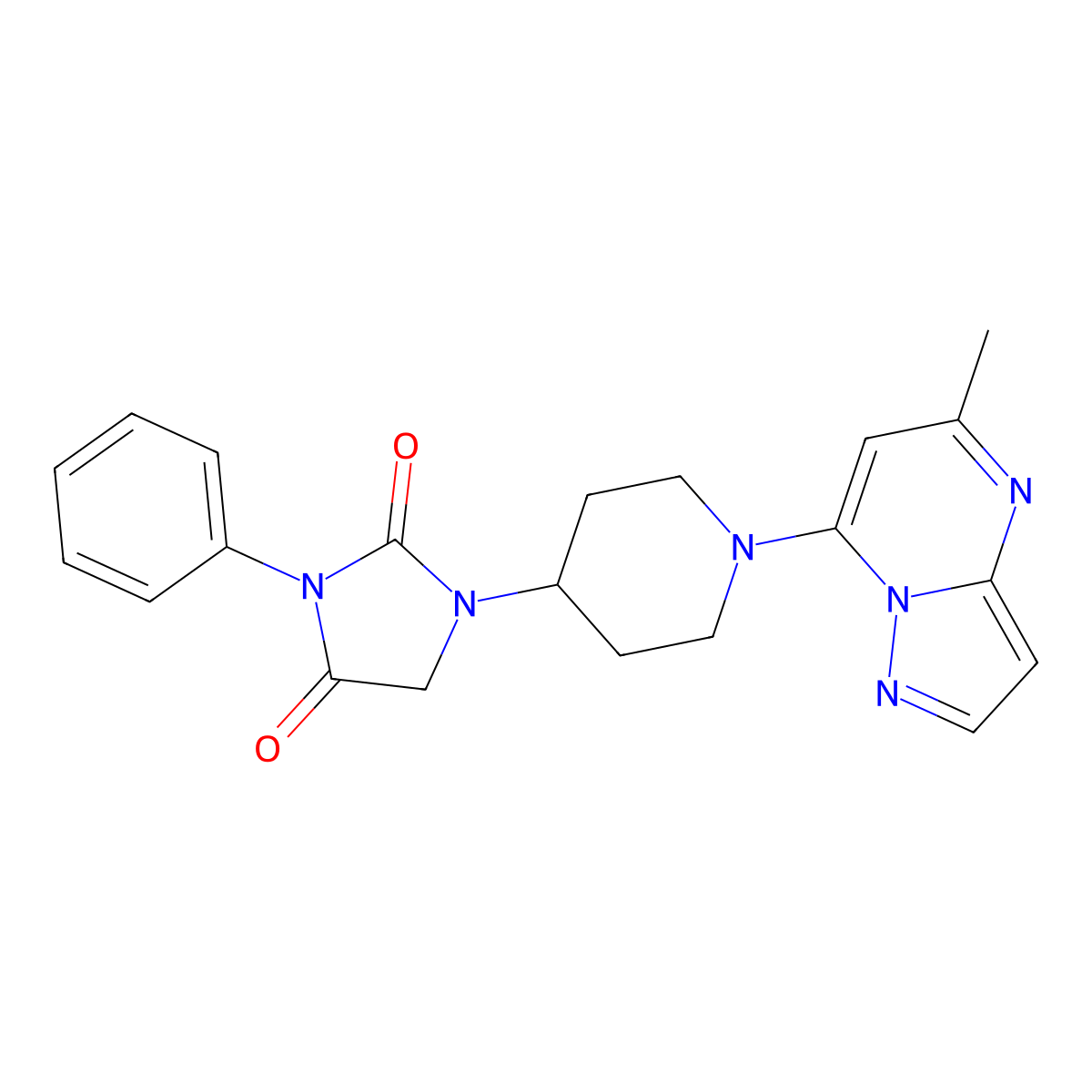 1-(1-{5-Methylpyrazolo[1,5-a]pyrimidin-7-yl}piperidin-4-yl)-3-phenylimidazolidine-2,4-dione molecular structure, CAS 2770622-36-9