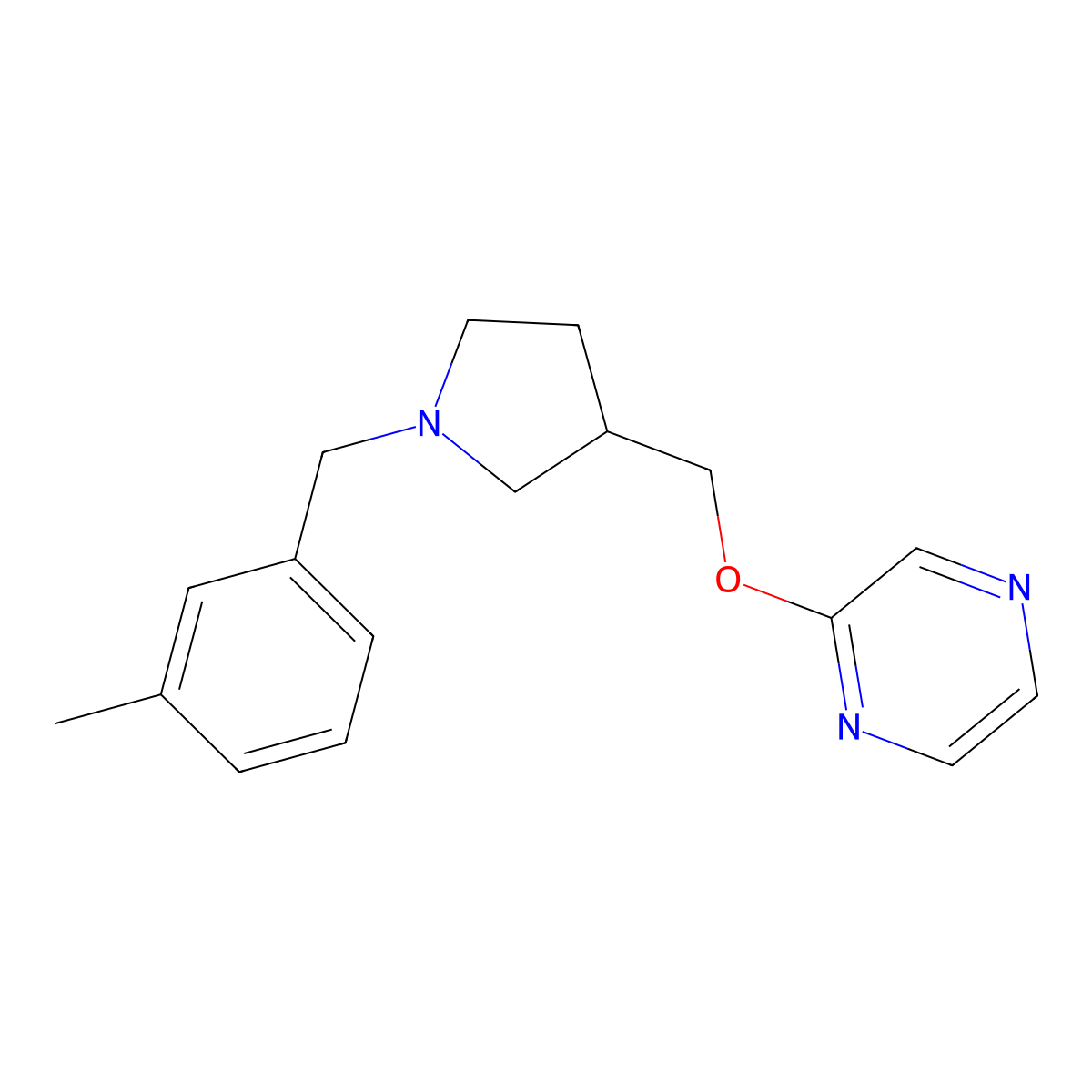 2-({1-[(3-Methylphenyl)methyl]pyrrolidin-3-yl}methoxy)pyrazine molecular structure, CAS 2770622-37-0