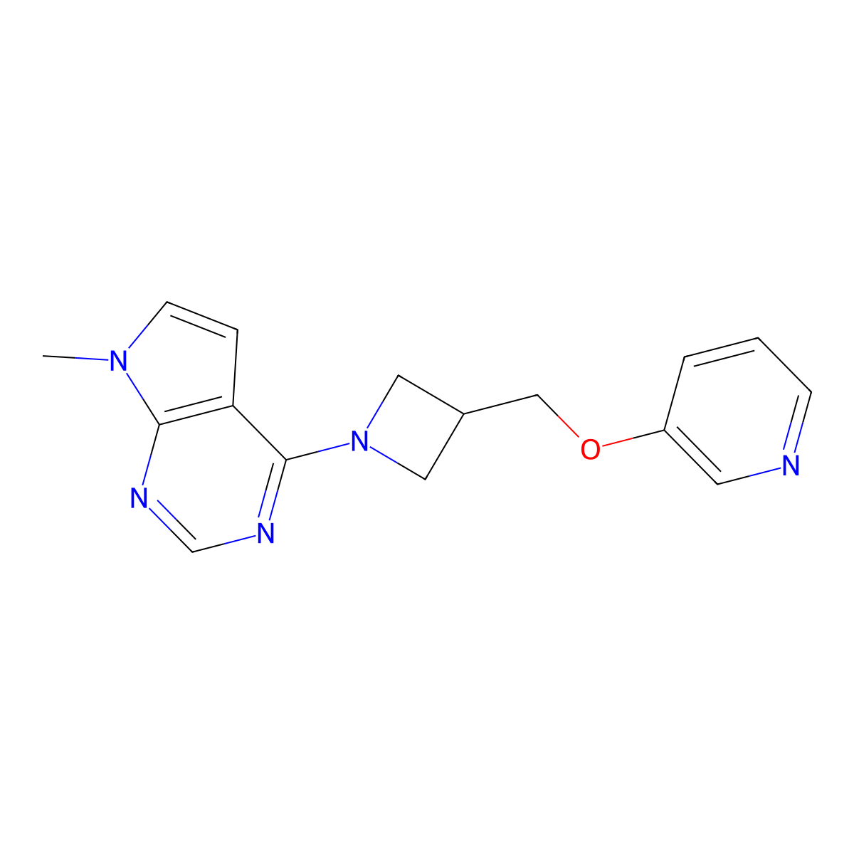 3-[(1-{7-methyl-7H-pyrrolo[2,3-d]pyrimidin-4-yl}azetidin-3-yl)methoxy]pyridine molecular structure, CAS 2770622-42-7