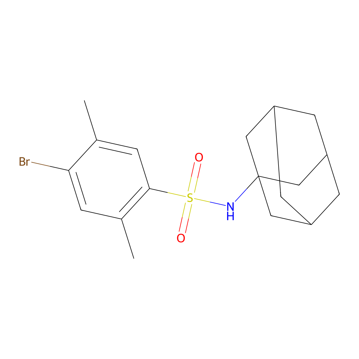 N-(adamantan-1-yl)-4-bromo-2,5-dimethylbenzene-1-sulfonamide molecular structure, CAS 2770622-43-8