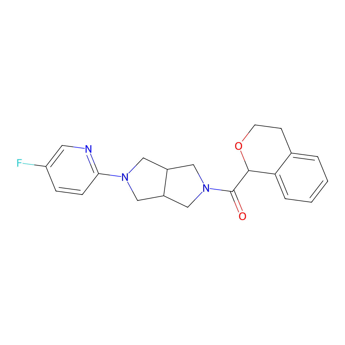 2-[5-(3,4-dihydro-1H-2-benzopyran-1-carbonyl)-octahydropyrrolo[3,4-c]pyrrol-2-yl]-5-fluoropyridine molecular structure, CAS 2770622-48-3