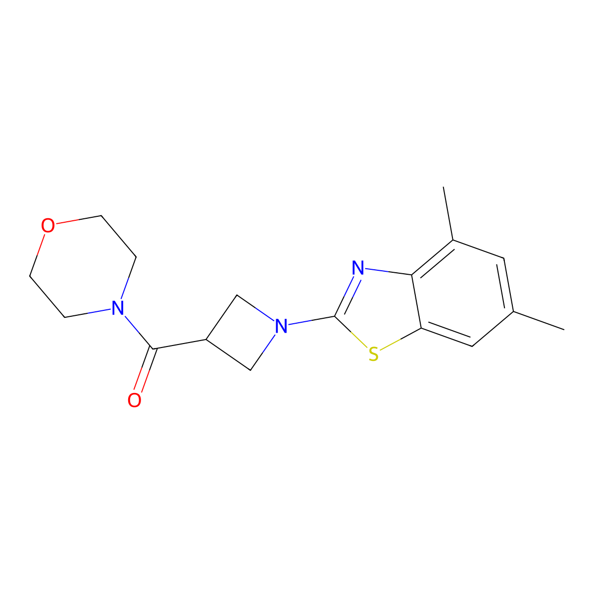 4,6-Dimethyl-2-[3-(morpholine-4-carbonyl)azetidin-1-yl]-1,3-benzothiazole molecular structure, CAS 2770622-50-7