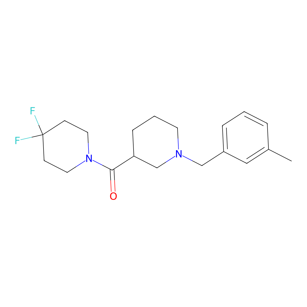 4,4-Difluoro-1-{1-[(3-methylphenyl)methyl]piperidine-3-carbonyl}piperidine molecular structure, CAS 2770622-57-4