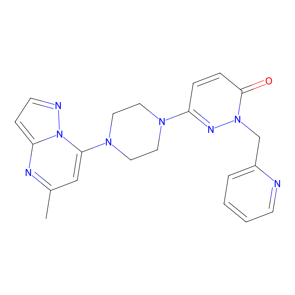 6-(4-{5-Methylpyrazolo[1,5-a]pyrimidin-7-yl}piperazin-1-yl)-2-[(pyridin-2-yl)methyl]-2,3-dihydropyridazin-3-one molecular structure, CAS 2770622-58-5