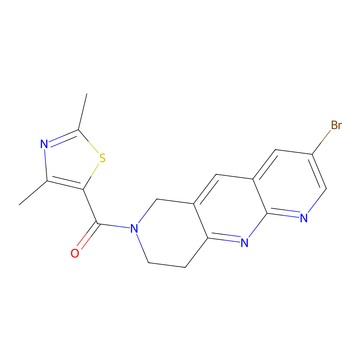 5-{3-bromo-6H,7H,8H,9H-pyrido[2,3-b]1,6-naphthyridine-7-carbonyl}-2,4-dimethyl-1,3-thiazole molecular structure, CAS 2770622-70-1