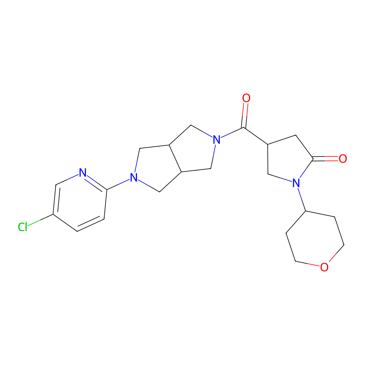 4-[5-(5-Chloropyridin-2-yl)-octahydropyrrolo[3,4-c]pyrrole-2-carbonyl]-1-(oxan-4-yl)pyrrolidin-2-one molecular structure, CAS 2770622-71-2