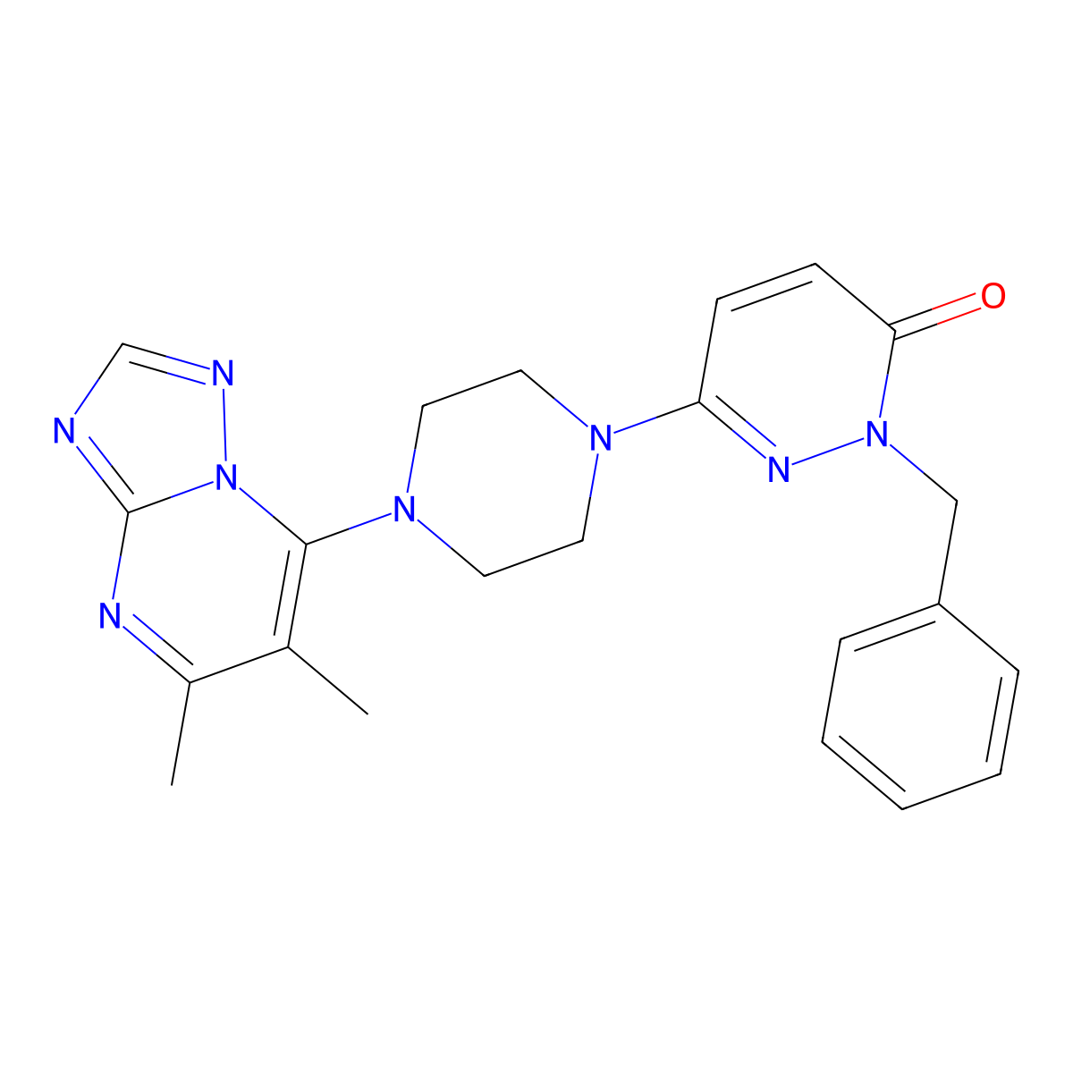 2-Benzyl-6-(4-{5,6-dimethyl-[1,2,4]triazolo[1,5-a]pyrimidin-7-yl}piperazin-1-yl)-2,3-dihydropyridazin-3-one molecular structure, CAS 2770622-78-9
