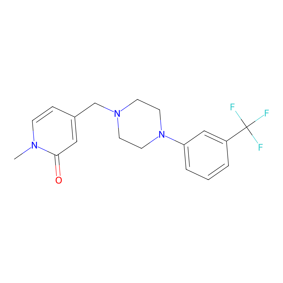 1-Methyl-4-({4-[3-(trifluoromethyl)phenyl]piperazin-1-yl}methyl)-1,2-dihydropyridin-2-one molecular structure, CAS 2770622-80-3