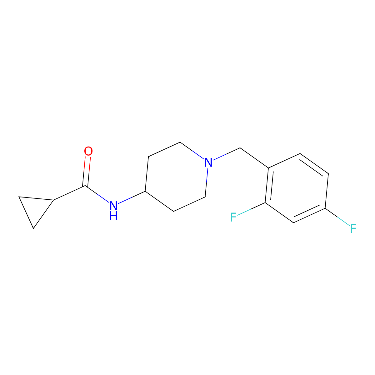 N-{1-[(2,4-difluorophenyl)methyl]piperidin-4-yl}cyclopropanecarboxamide molecular structure, CAS 2770622-83-6